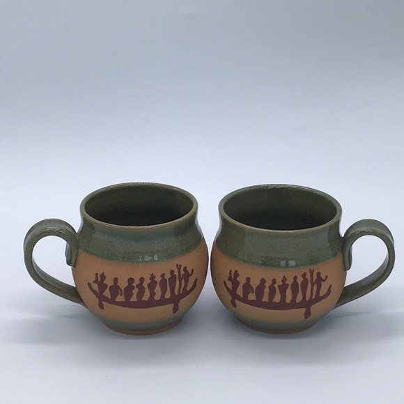Pair Of Hand Thrown Pottery Mugs - Picture 1 of 14